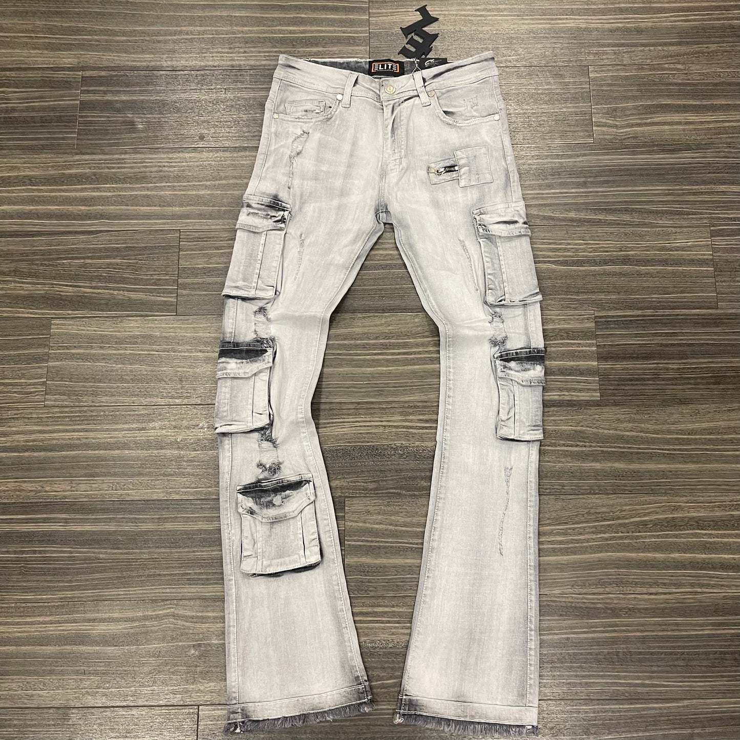 Grey Stacked Jeans style 19387