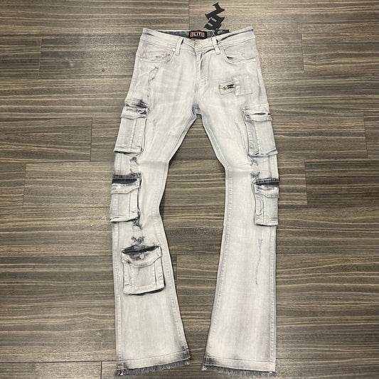 Grey Stacked Jeans style 19387