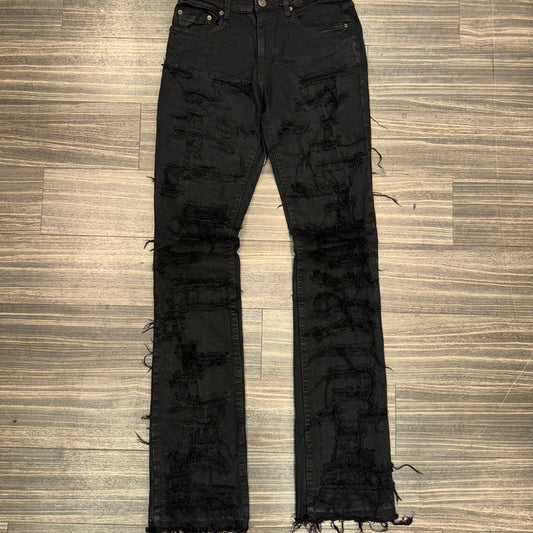 Black Rippy Stacked Jeans