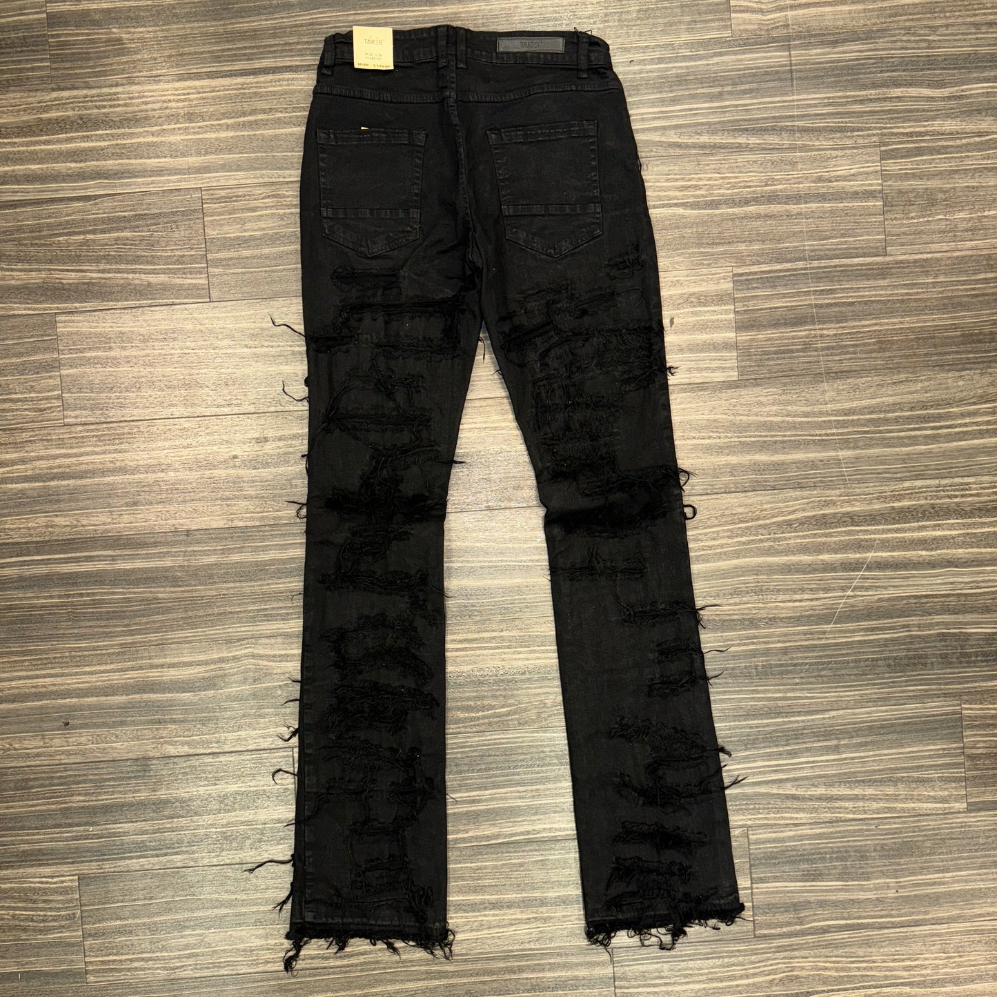 Black Rippy Stacked Jeans