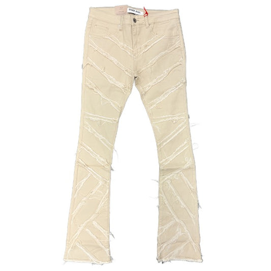 Khaki Slash Stacked Jeans