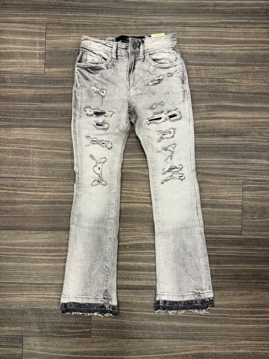 Gray Ripped Stacked Jeans