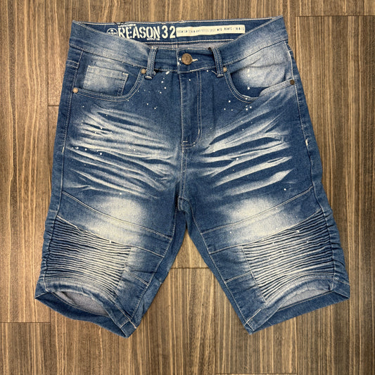 Light Blue Biker Jean Shorts