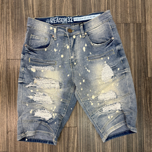 M. Blue Biker Jean Shorts