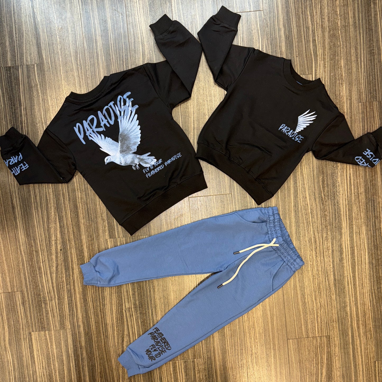 Kids Paradise Feathers Joggers - Blk/Blue