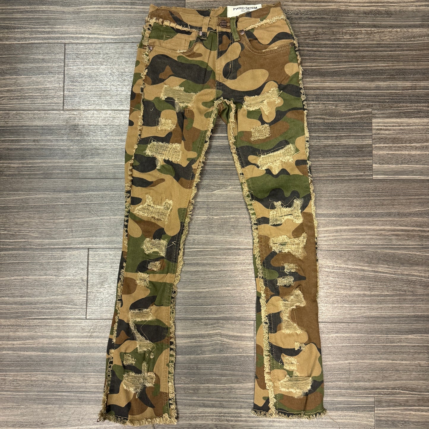 Kids Wood Camo Stacked Jeans