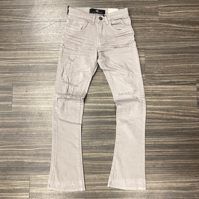Kids Light Gray Stacked Jeans