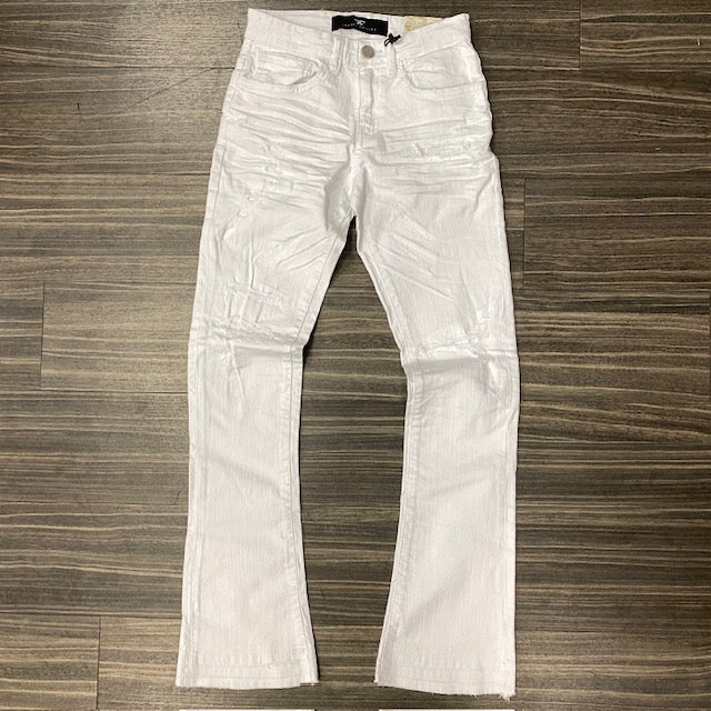 Kids White Stacked Jeans