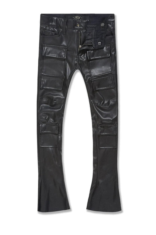 Kids Vegan Leather Stacked Pants