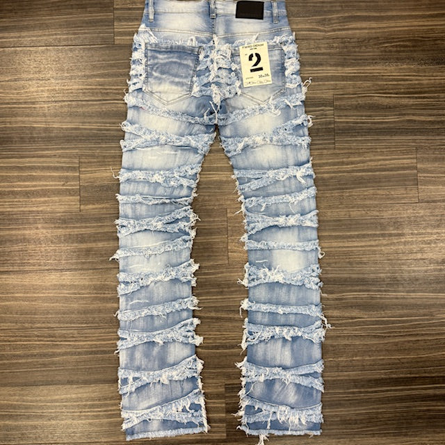 Slashed & Frayed Stacked Jeans