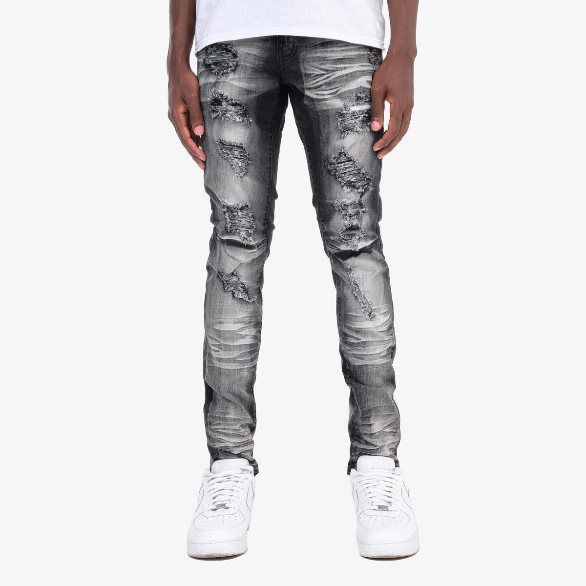 Gray/Black Fade Rip Jeans