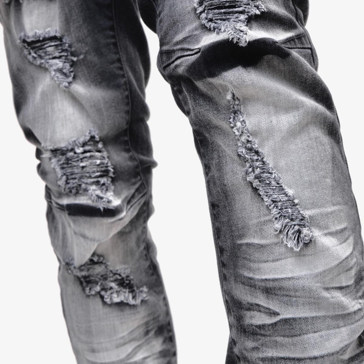 Gray/Black Fade Rip Jeans