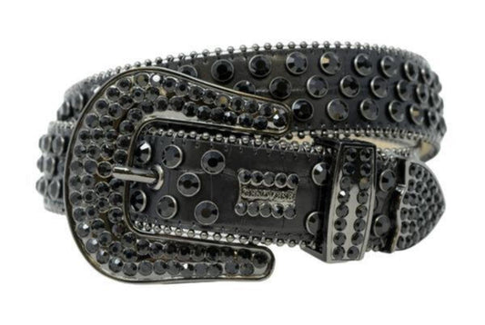Black/Black Rhinestone Belt