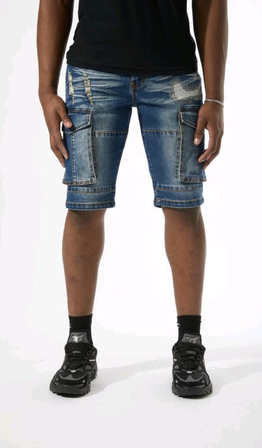 Indigo Cargo Shorts