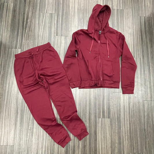 Burgundy Fleece Jogger Set