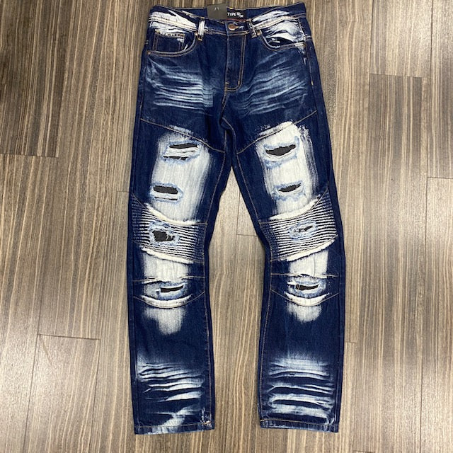 Dark Blue Jeans with Washed Fade Look