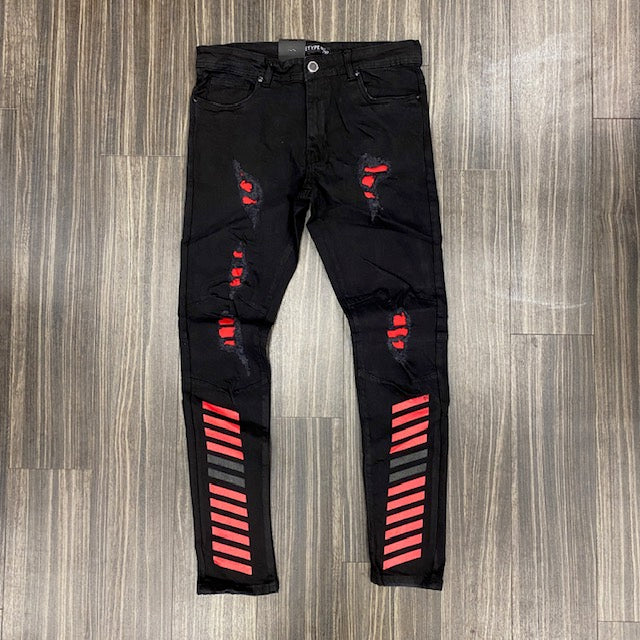Black/Red Racing Stripe Jeans