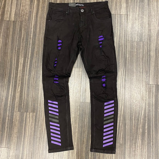 Blk/Purple Racing Stripe Jeans