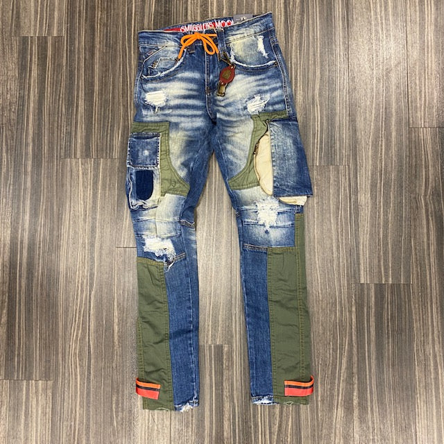 Smugglers Moon Indigo/Army Green Luxe Jeans
