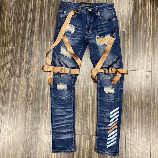Indigo/Timber Strap Jeans