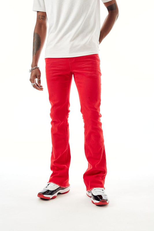 Red Twill Stacked Pants